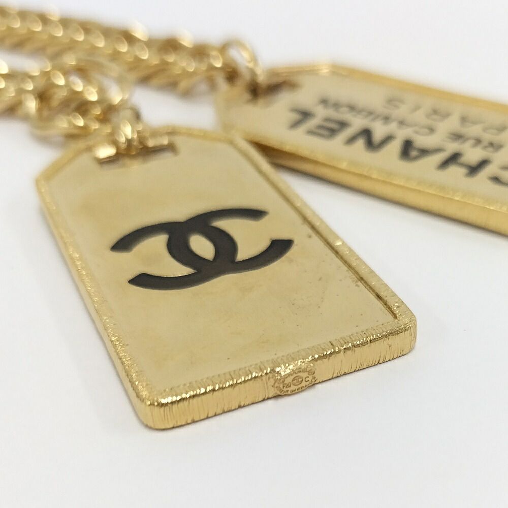 Chanel Plate Logo Necklace CC Coco Plated Gold — view 4