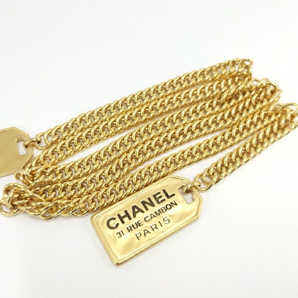 Chanel Plate Logo Necklace CC Coco Plated Gold — view 8