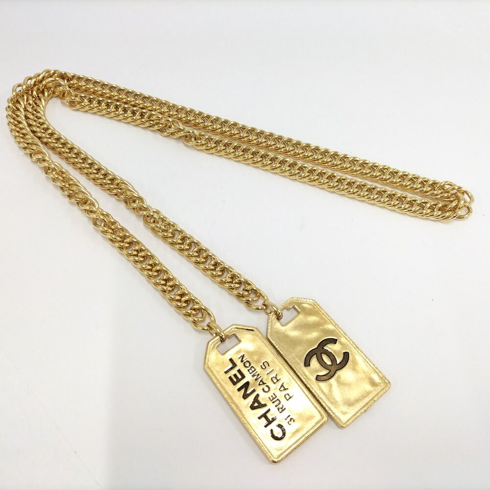 Chanel Plate Logo Necklace CC Coco Plated Gold — view 3