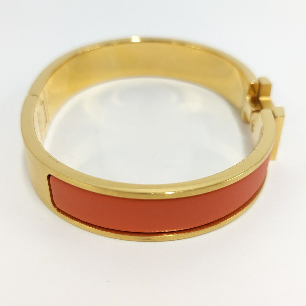 Hermes Clic Clac Bangle Bracelet Plated Gold Orange — view 4