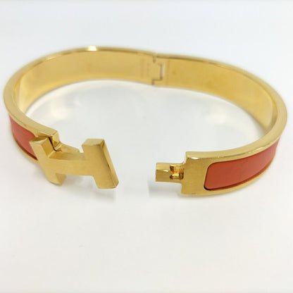 Hermes Clic Clac Bangle Bracelet Plated Gold Orange — view 5