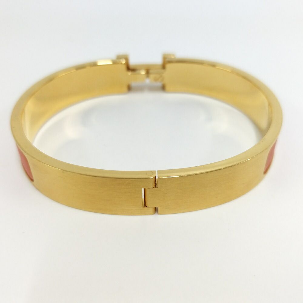 Hermes Clic Clac Bangle Bracelet Plated Gold Orange — view 3