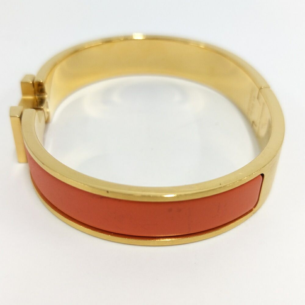 Hermes Clic Clac Bangle Bracelet Plated Gold Orange — view 2