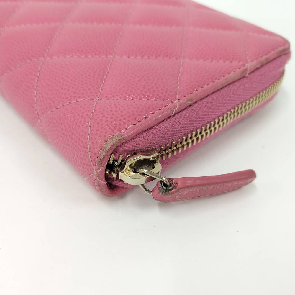 Chanel Zip Around Wallet Quilted Leather Pink — view 4