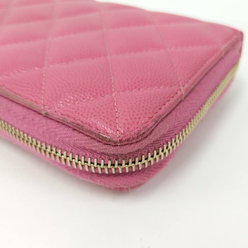 Chanel Zip Around Wallet Quilted Leather Pink — view 5