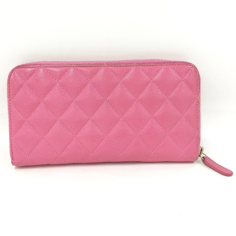 Chanel Zip Around Wallet Quilted Leather Pink — view 3