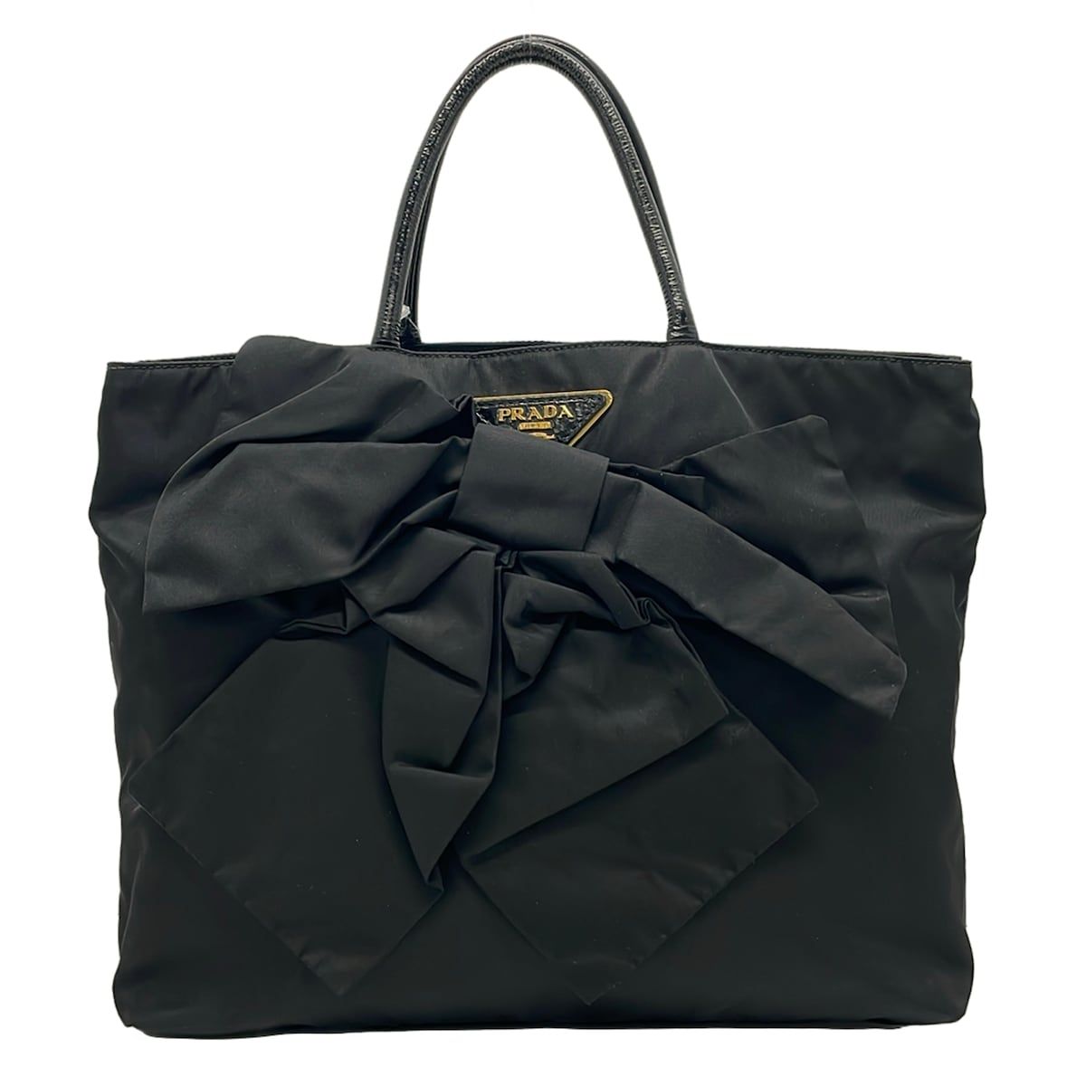 Prada Tote Bag Black Ribbon Leather