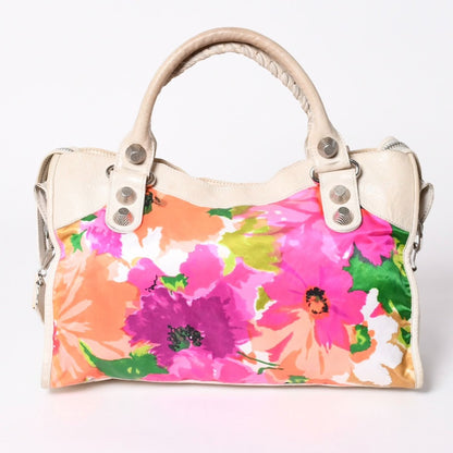 Balenciaga Giant City Way Bag Botanical Pattern Beige Silver — view 2