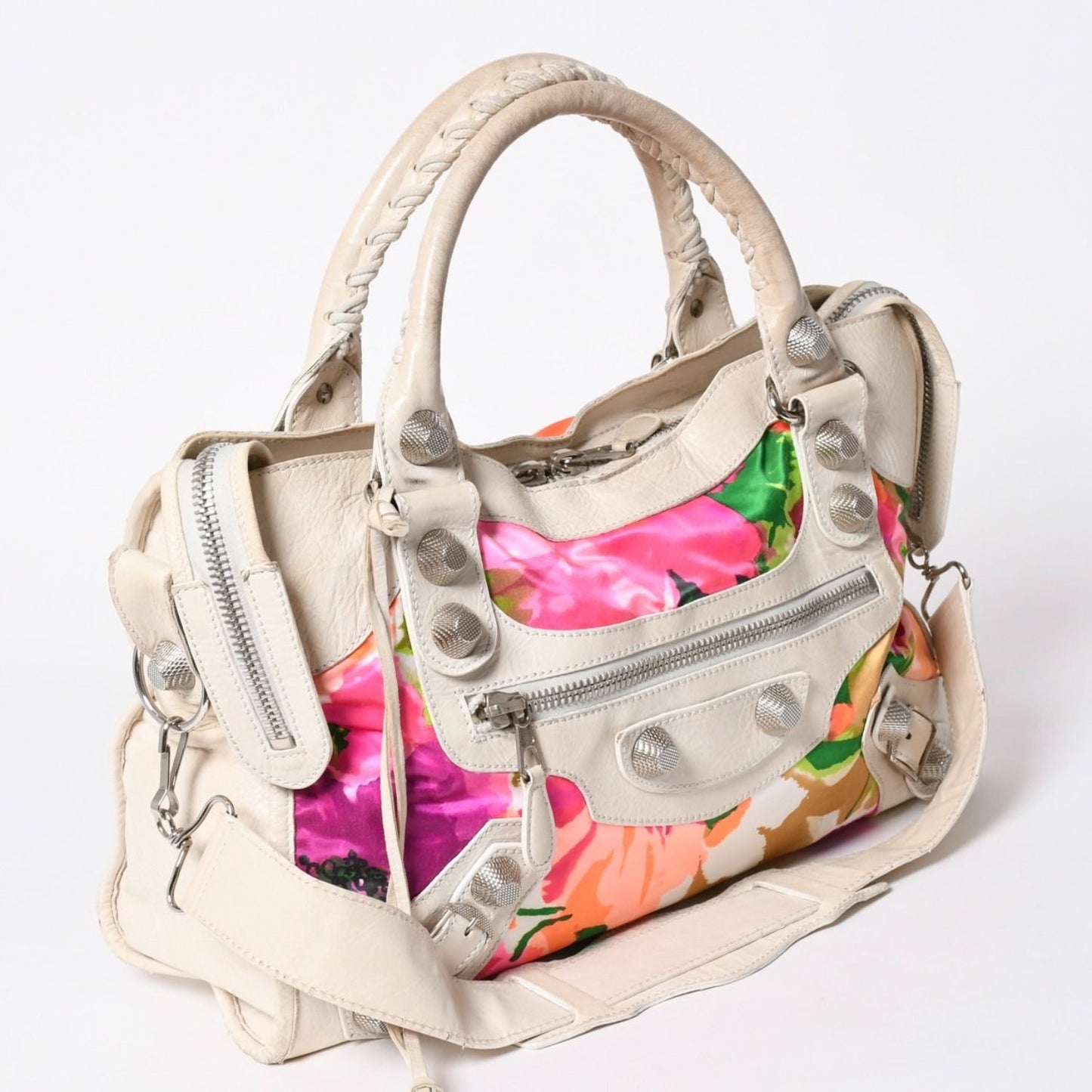 Balenciaga Giant City Way Bag Botanical Pattern Beige Silver — view 3