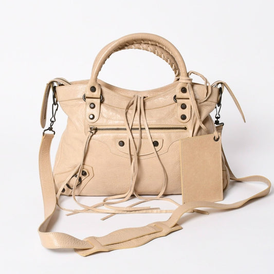 Balenciaga 2-Way Shoulder Bag City the Town Beige