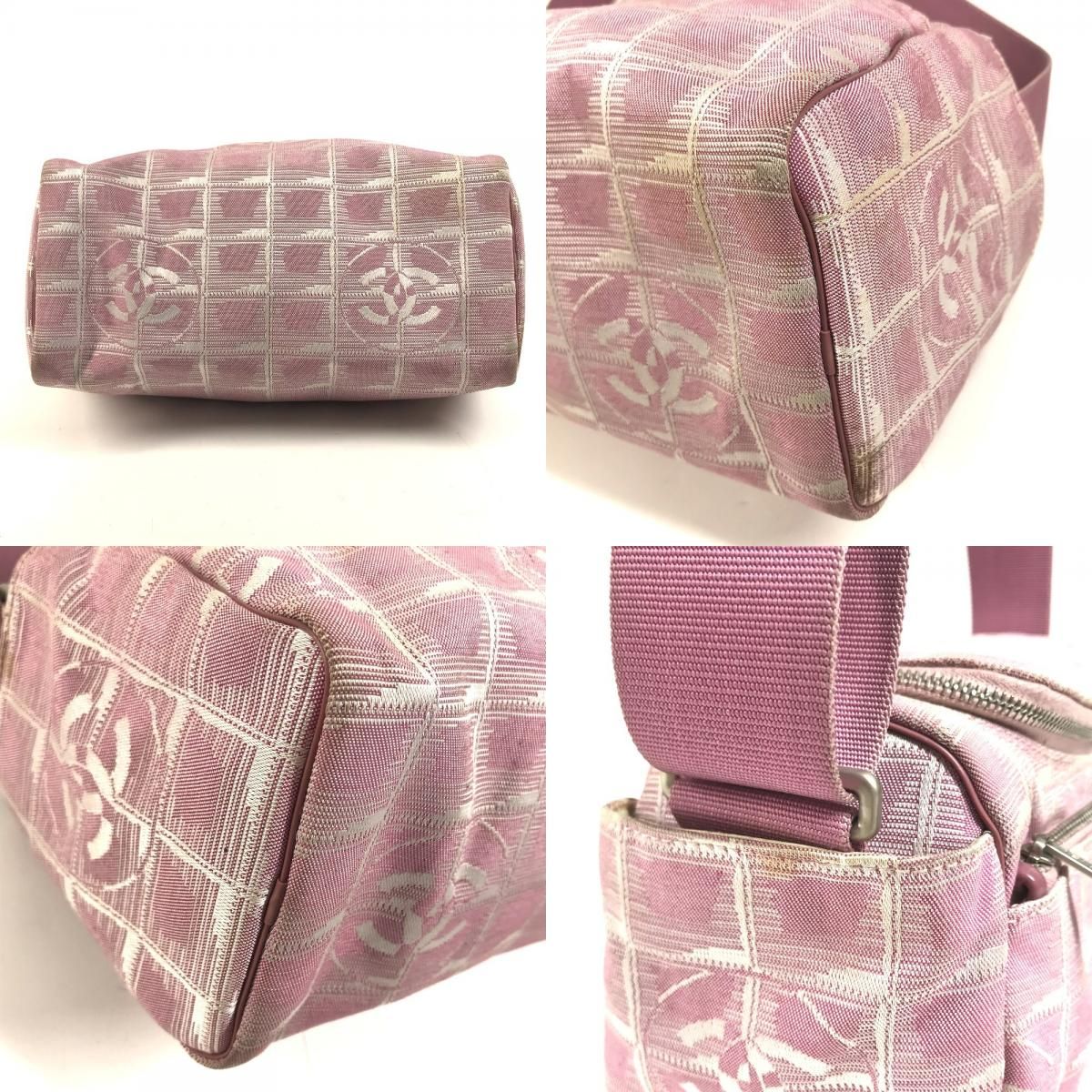 Chanel Shoulder Bag CC Logo CC Nylon Canvas Pink — view 8