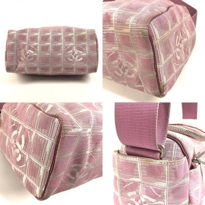 Chanel Shoulder Bag CC Logo CC Nylon Canvas Pink — view 8