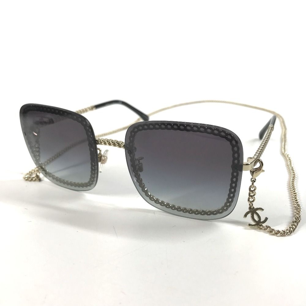 Chanel Sunglasses CC Logo Chain Acetate Black Eyewear