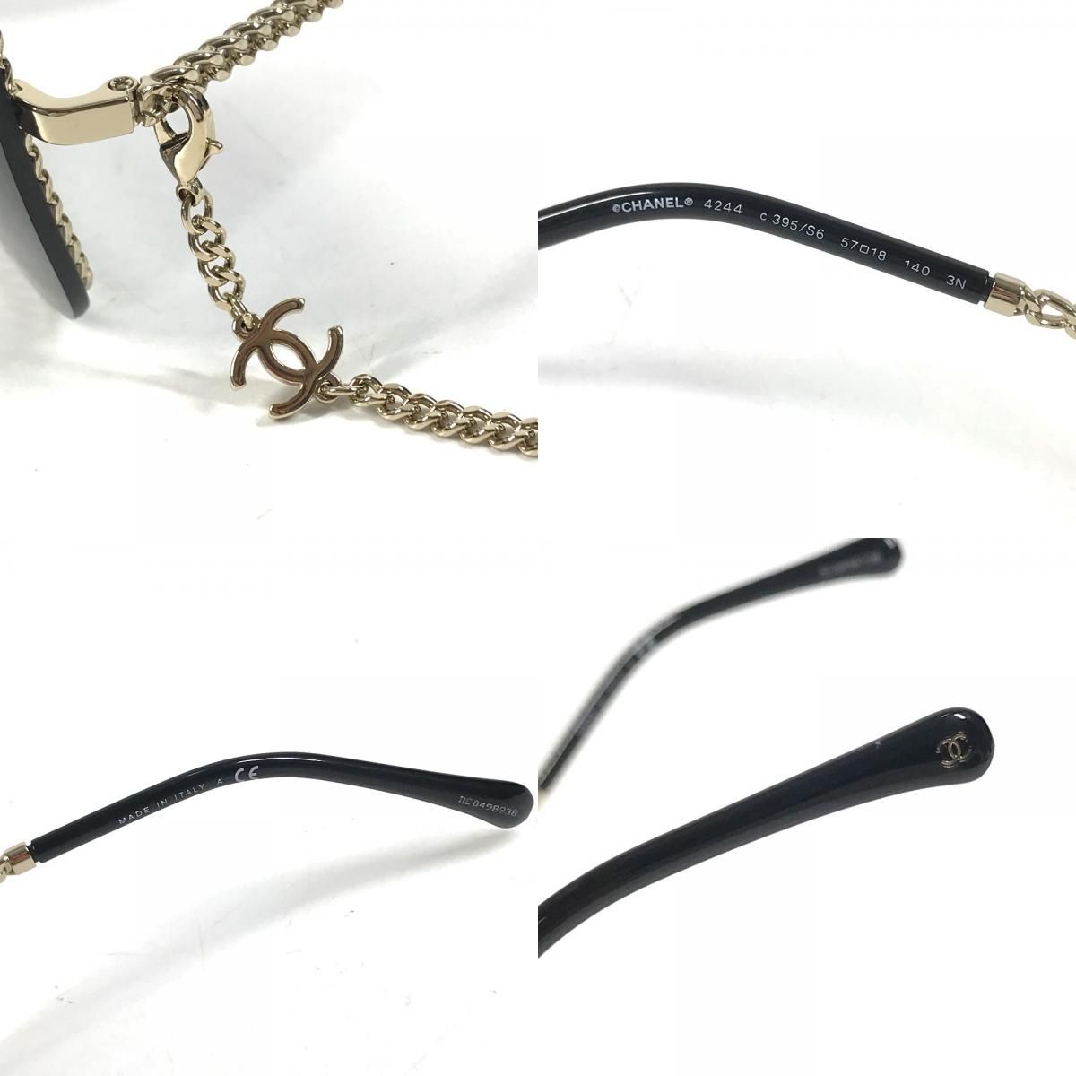 Chanel Sunglasses CC Logo Chain Acetate Black Eyewear — view 8