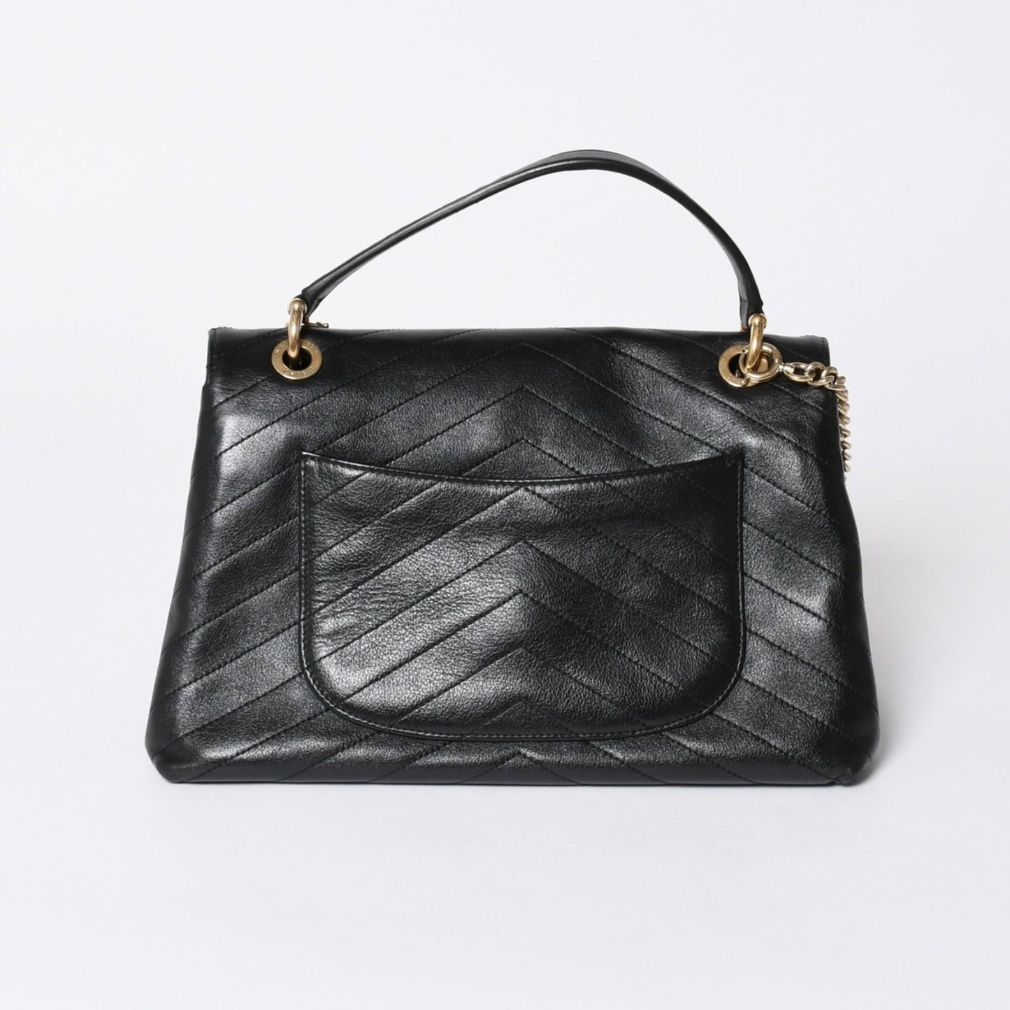 Chanel Chevron 2-Way Chain Shoulder Bag CC Logo Calfskin V-stitch Gold — view 2