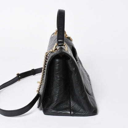 Chanel Chevron 2-Way Chain Shoulder Bag CC Logo Calfskin V-stitch Gold — view 4