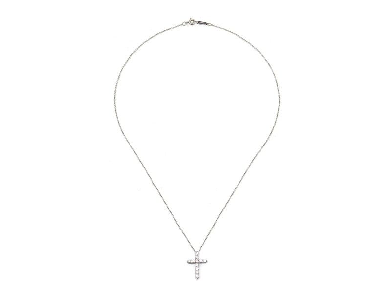 Tiffany & Co Small Cross Pendant Diamond Platinum — view 3