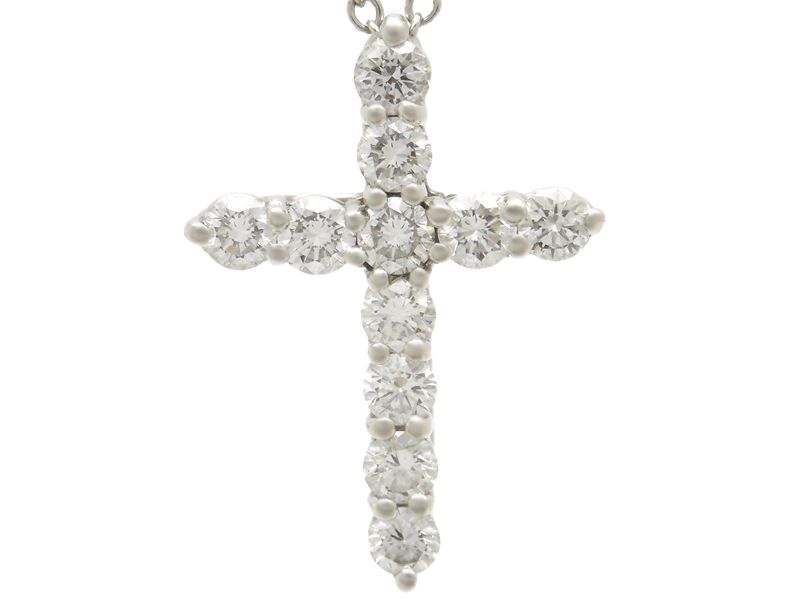 Tiffany & Co Small Cross Pendant Diamond Platinum — view 4