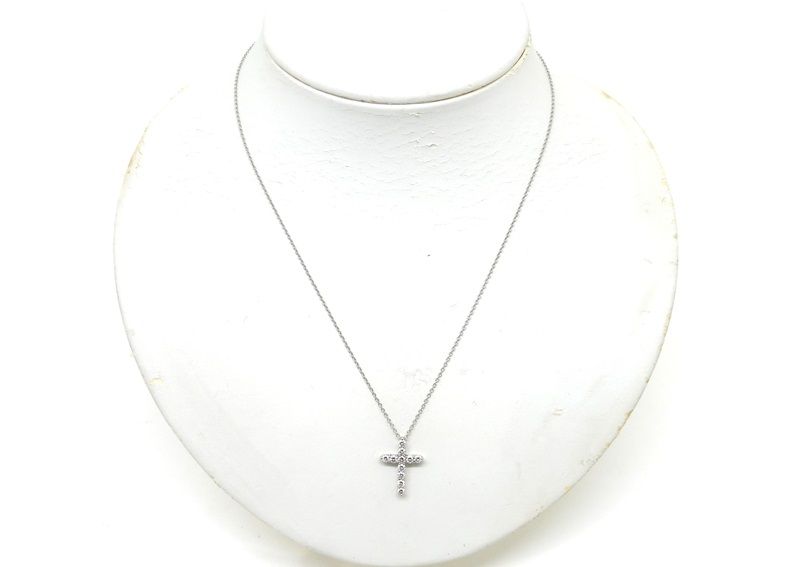 Tiffany & Co Small Cross Pendant Diamond Platinum — view 2