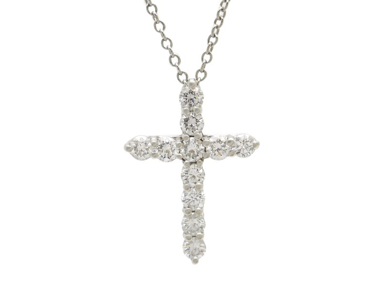 Tiffany & Co Small Cross Pendant Diamond Platinum