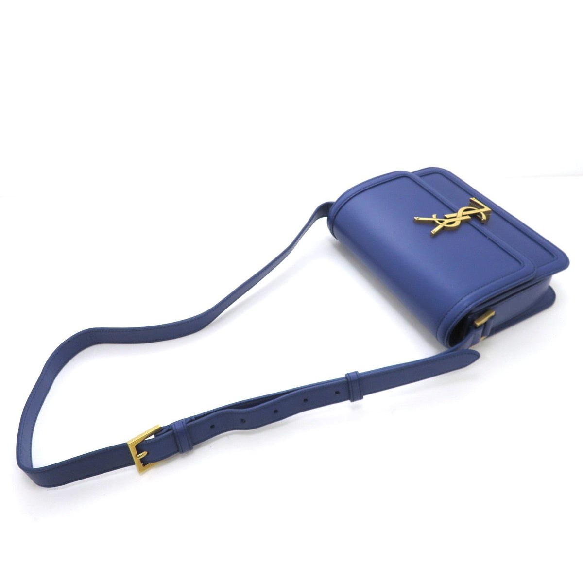 Saint Laurent Solferino Small Satchel Shoulder Bag Leather Blue — view 3