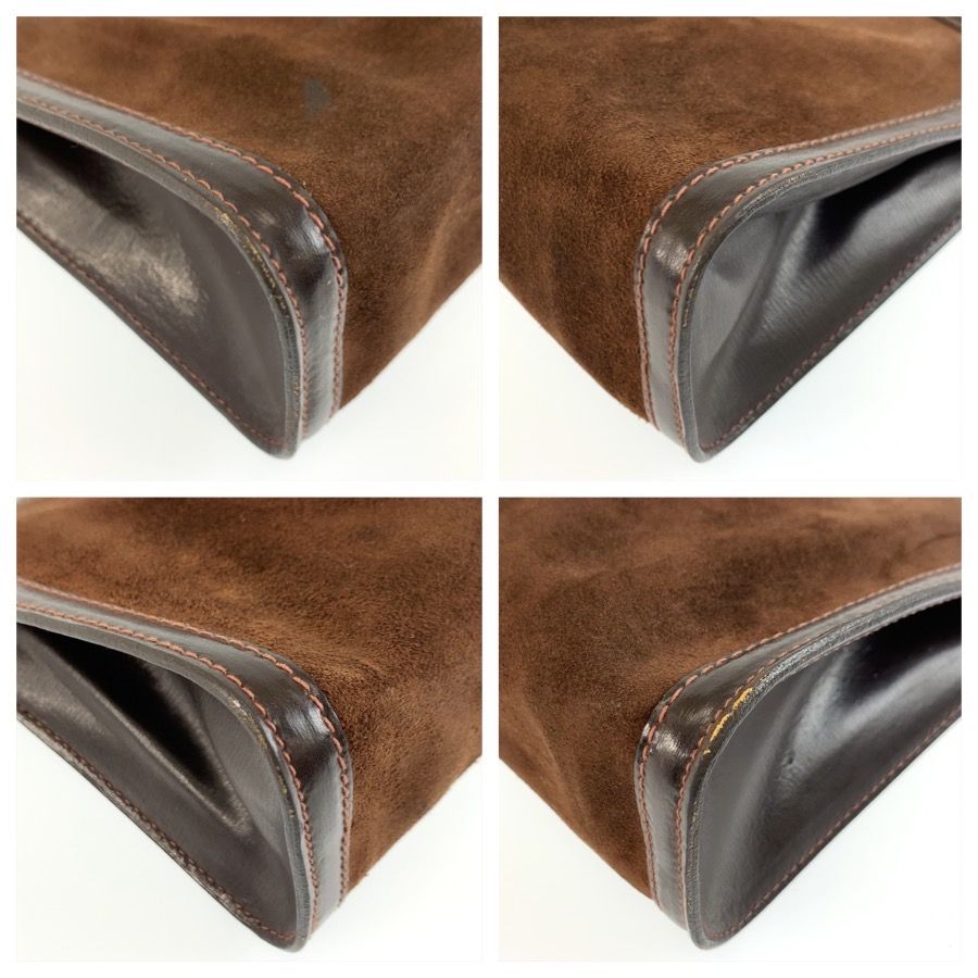 Gucci Vintage Sherry Line Brown Suede Leather Clutch — view 4