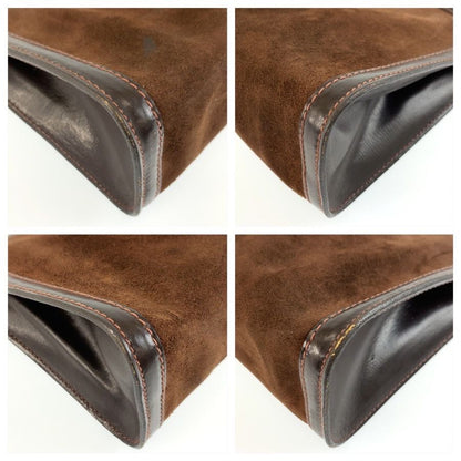 Gucci Vintage Sherry Line Brown Suede Leather Clutch — view 4