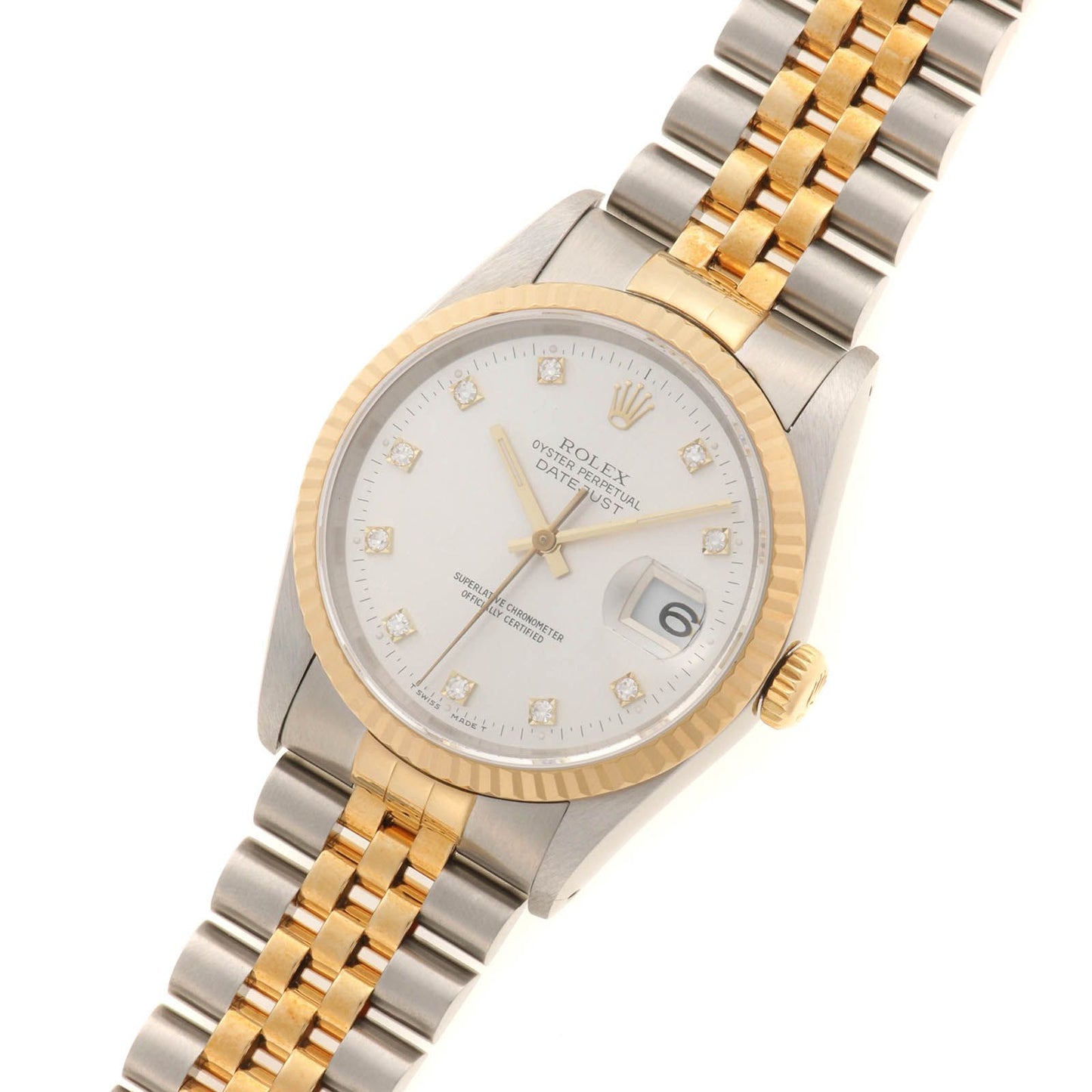 Rolex Datejust Watch 18k Yellow Gold 18k Silver Vintage Numbe Automatic — view 2