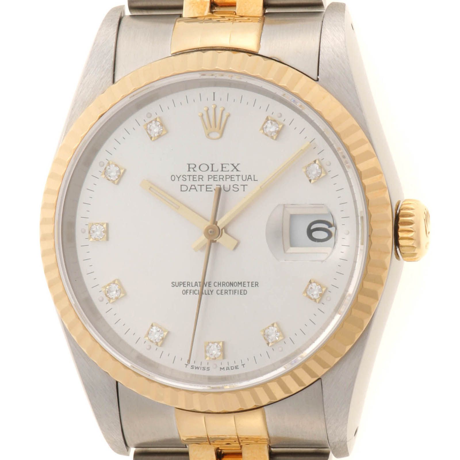 Rolex Datejust Watch 18k Yellow Gold 18k Silver Vintage Numbe Automatic