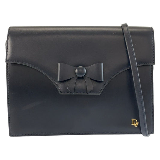 Dior Vintage Ribbon Navy Gold Shoulder Bag Pochette
