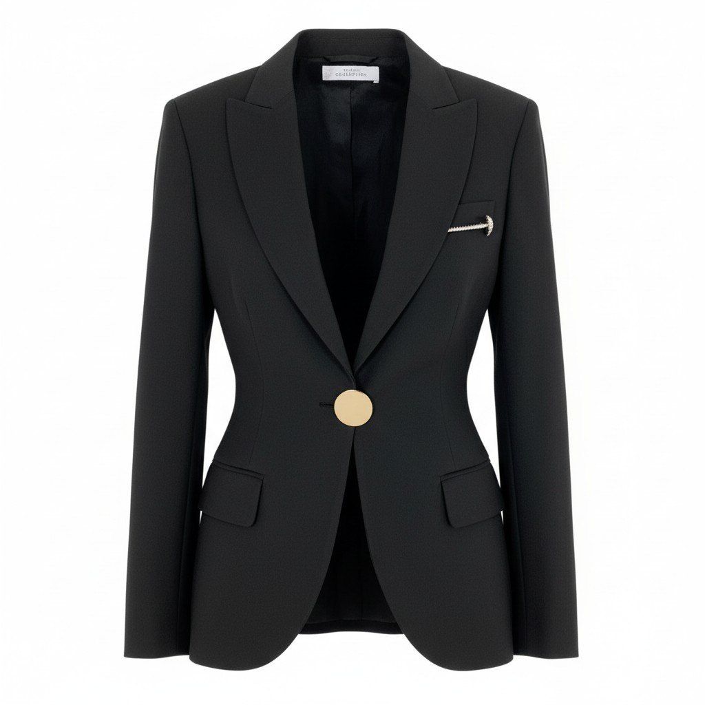 Versace Id6 Collection Tailored Jacket Elastic Stretch Logo Plate Black
