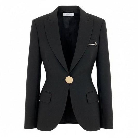 Versace Id6 Collection Tailored Jacket Elastic Stretch Logo Plate Black