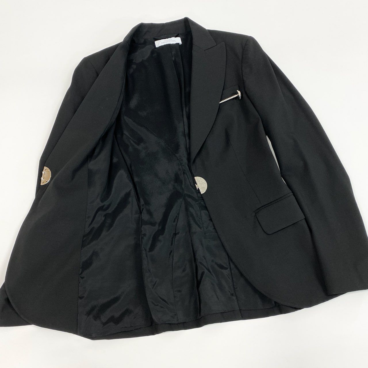 Versace Id6 Collection Tailored Jacket Elastic Stretch Logo Plate Black — view 4
