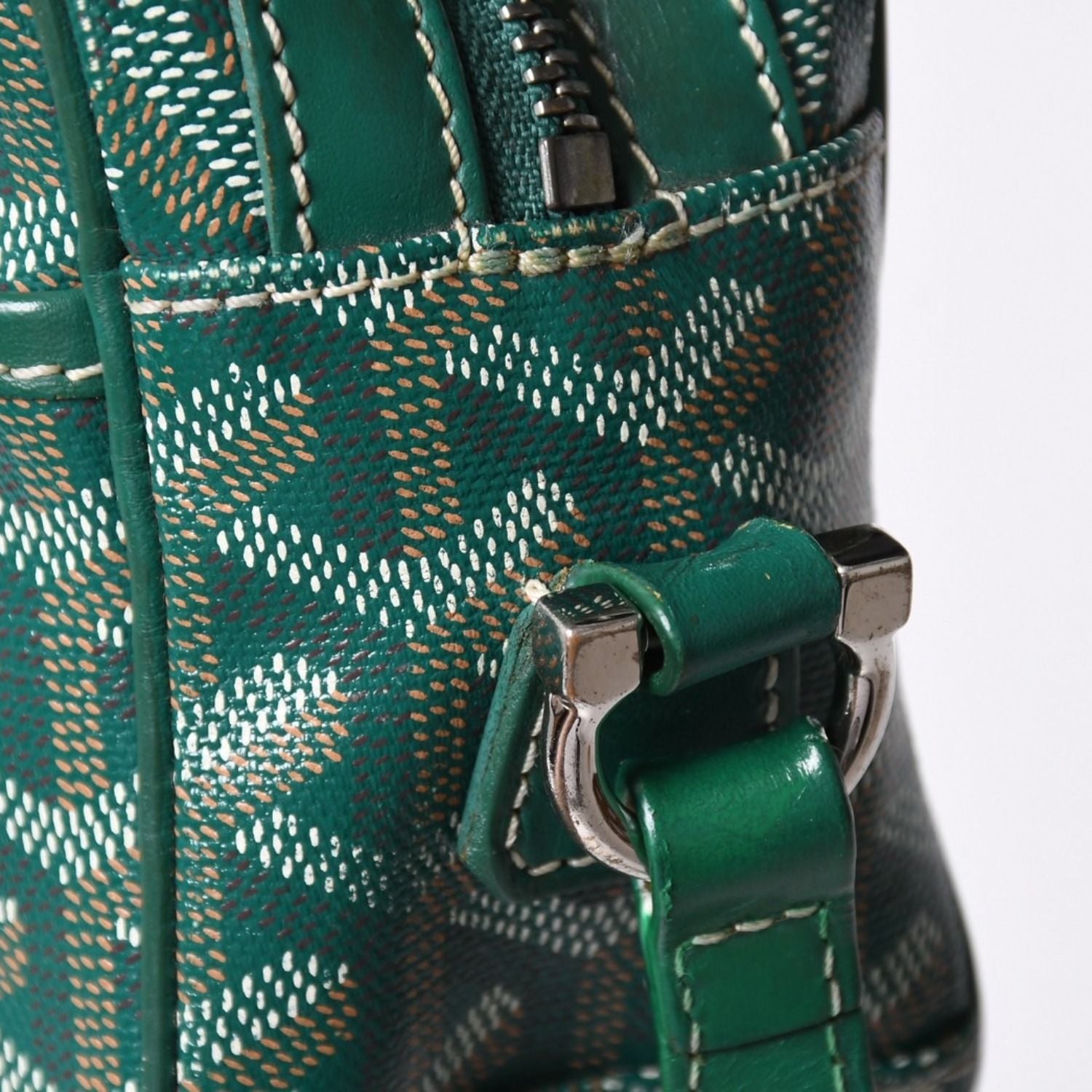 Goyard Cup Vert PM Shoulder Bag Green Leather Silver — view 6