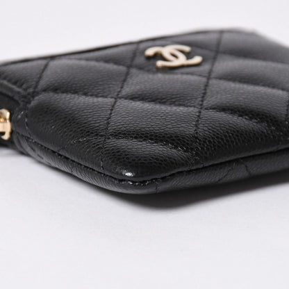 Chanel Classic Zip Coin Purse Stand CC Logo Caviar Leather Black Gold — view 7