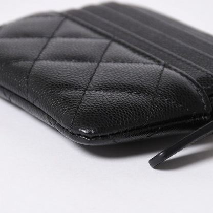 Chanel Classic Zip Coin Purse Stand CC Logo Caviar Leather Black Gold — view 8