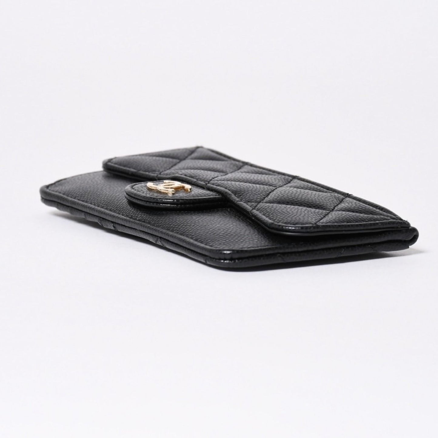 Chanel Coin Purse CC Logo Caviar Leather Black Gold — view 5