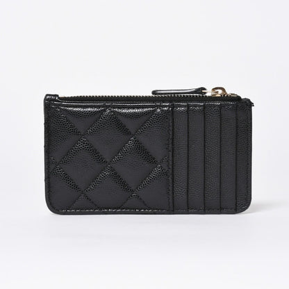 Chanel Coin Purse CC Logo Caviar Leather Black Gold — view 2