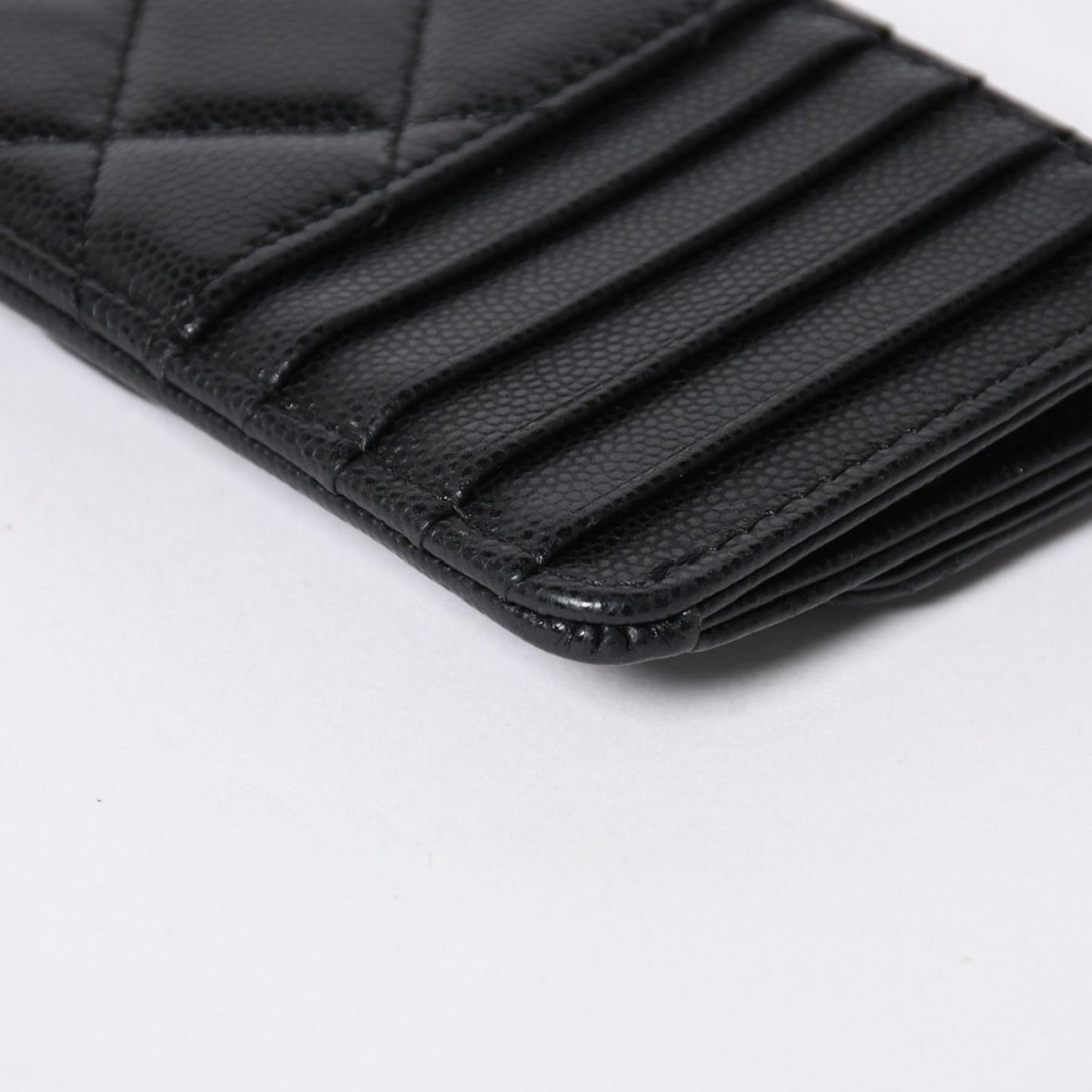 Chanel Coin Purse CC Logo Caviar Leather Black Gold — view 8