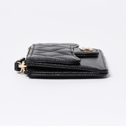Chanel Coin Purse CC Logo Caviar Leather Black Gold — view 4