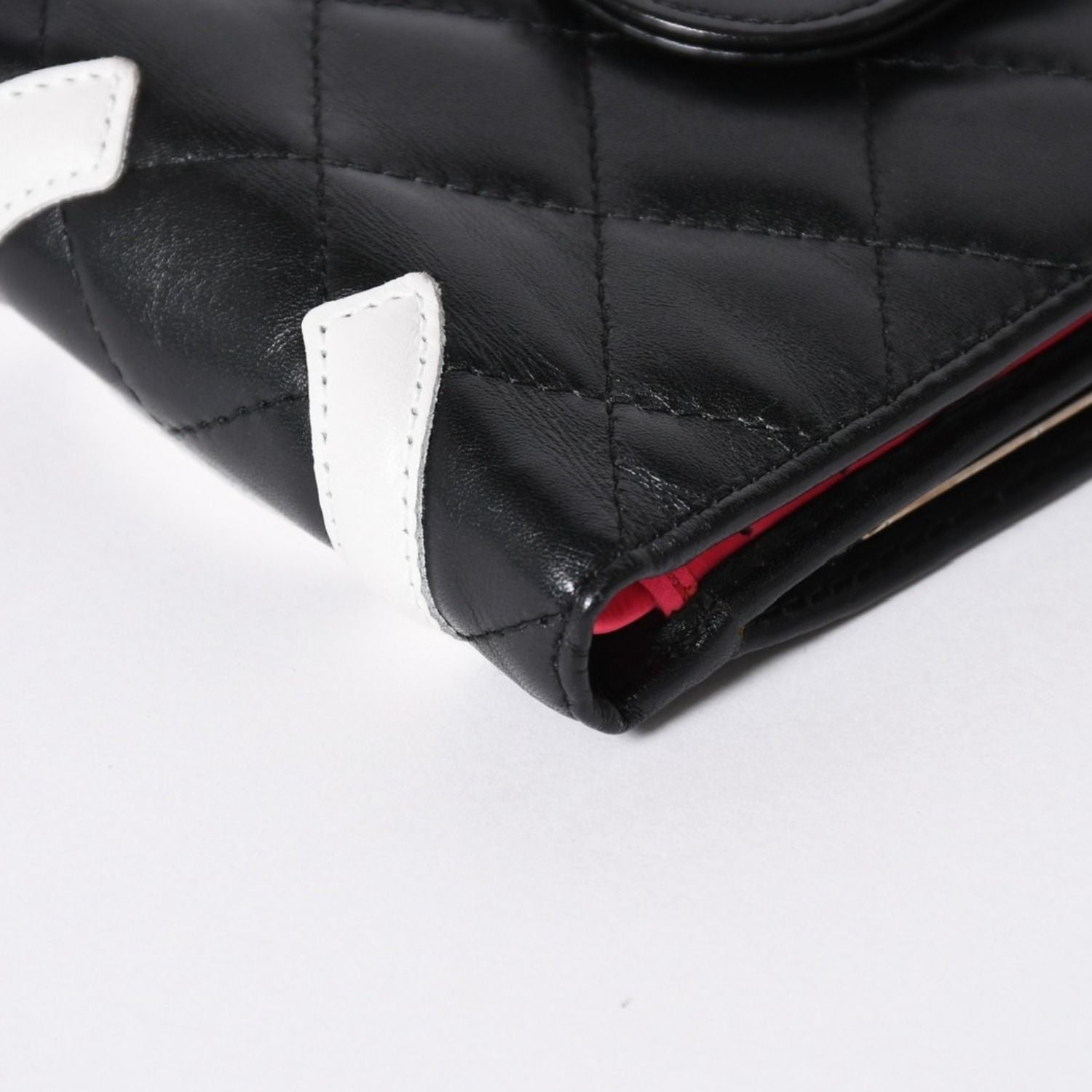 Chanel Cambon Line Bifold Wallet CC Logo Calfskin Kiss Lock Black Silver — view 8