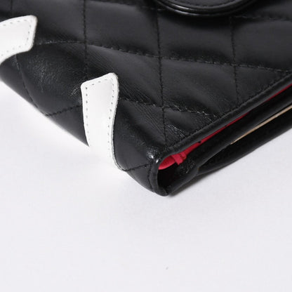 Chanel Cambon Line Bifold Wallet CC Logo Calfskin Kiss Lock Black Silver — view 8