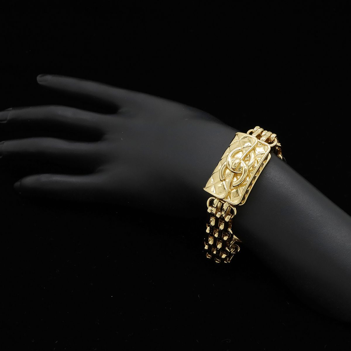 Chanel Quilted CC Logo Chain Bracelet Bag Motif Gold Plated — view 6
