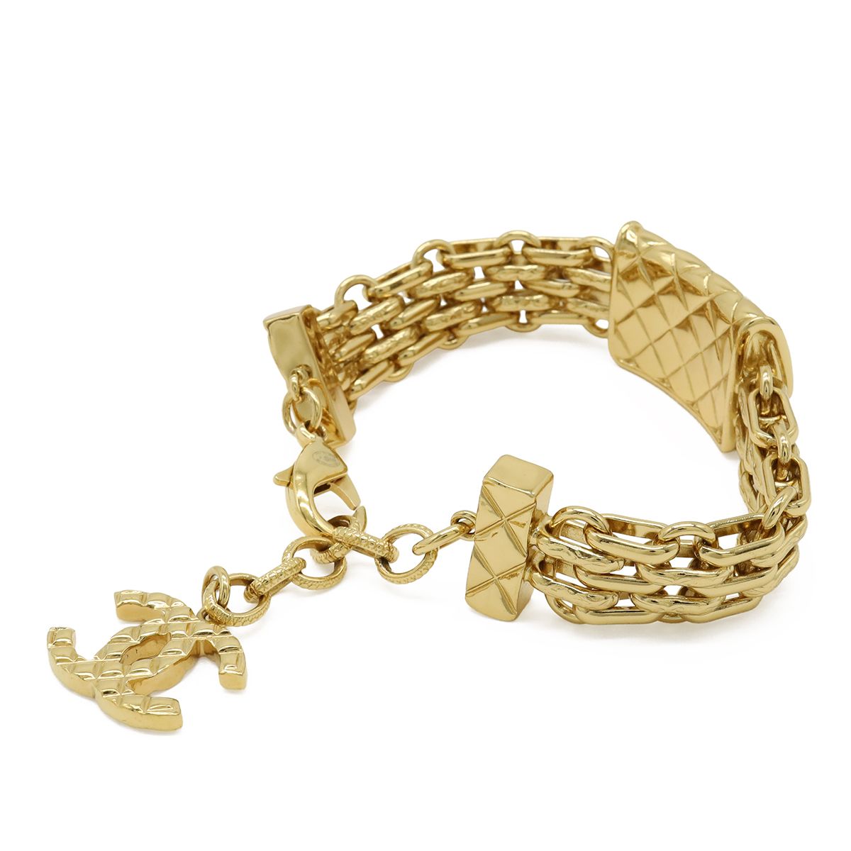 Chanel Quilted CC Logo Chain Bracelet Bag Motif Gold Plated — view 2