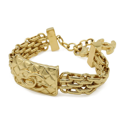 Chanel Quilted CC Logo Chain Bracelet Bag Motif Gold Plated