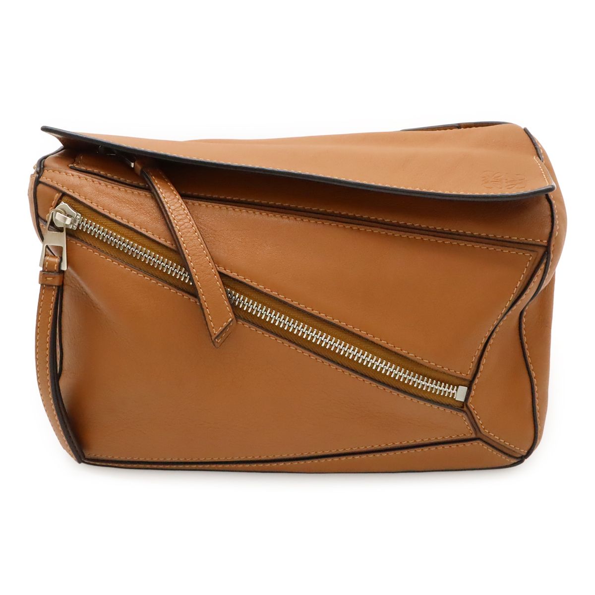 Loewe Puzzle Bum Bag Mini Leather Brown Silver