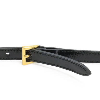 Prada Galleria Saffiano 2-Way Shoulder Bag Patent Leather Nero Black Gold — view 5