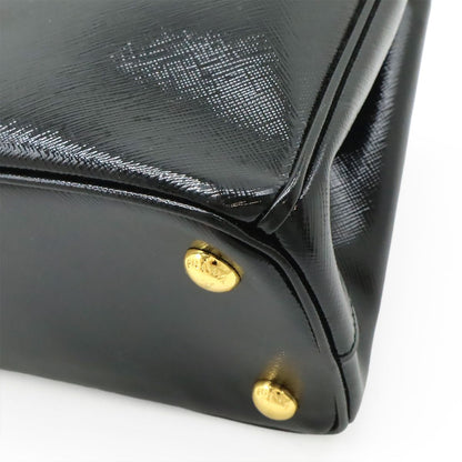 Prada Galleria Saffiano 2-Way Shoulder Bag Patent Leather Nero Black Gold — view 3