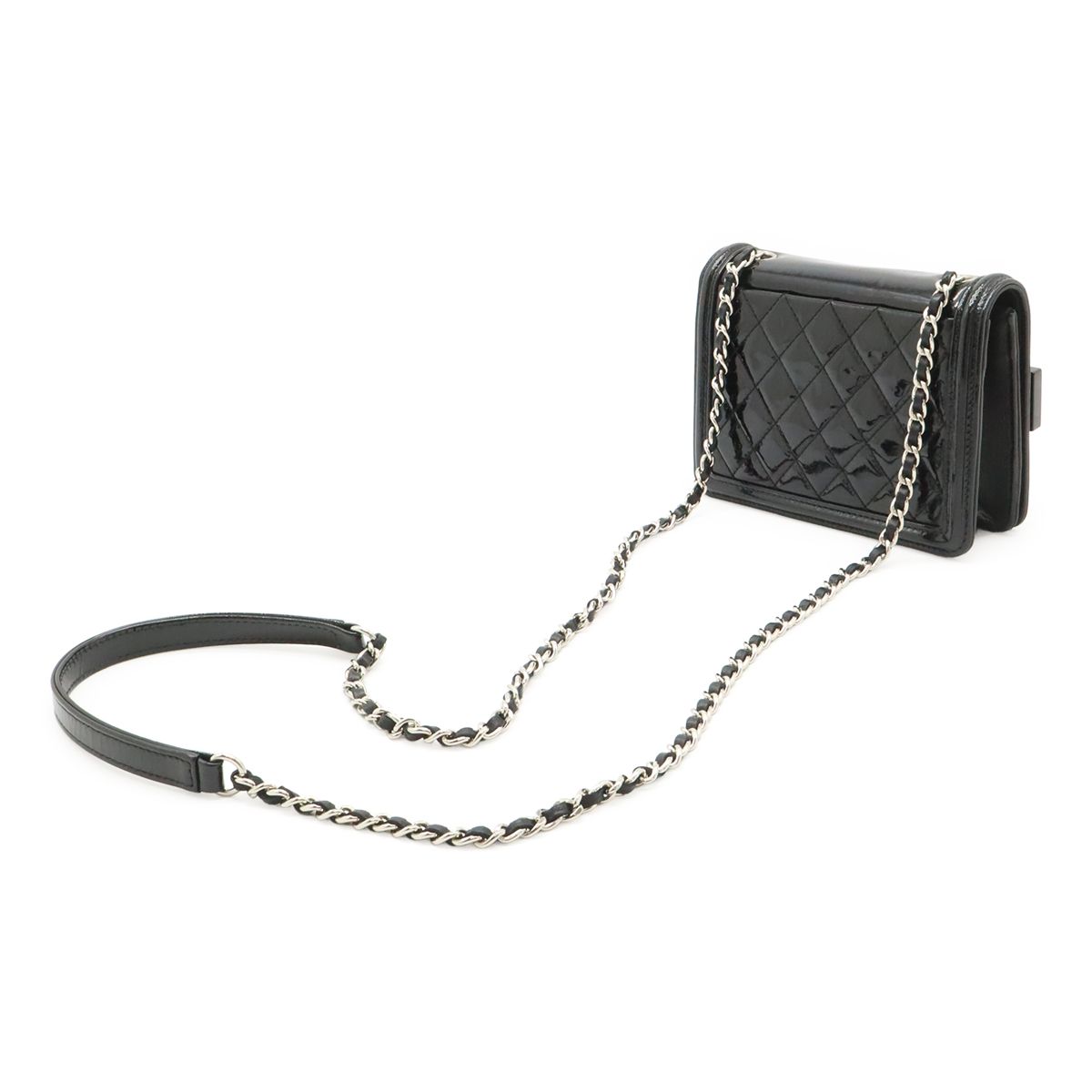 Chanel Lego Boy Plastic CC Logo Border Chain Shoulder Bag Pochette Leather — view 2