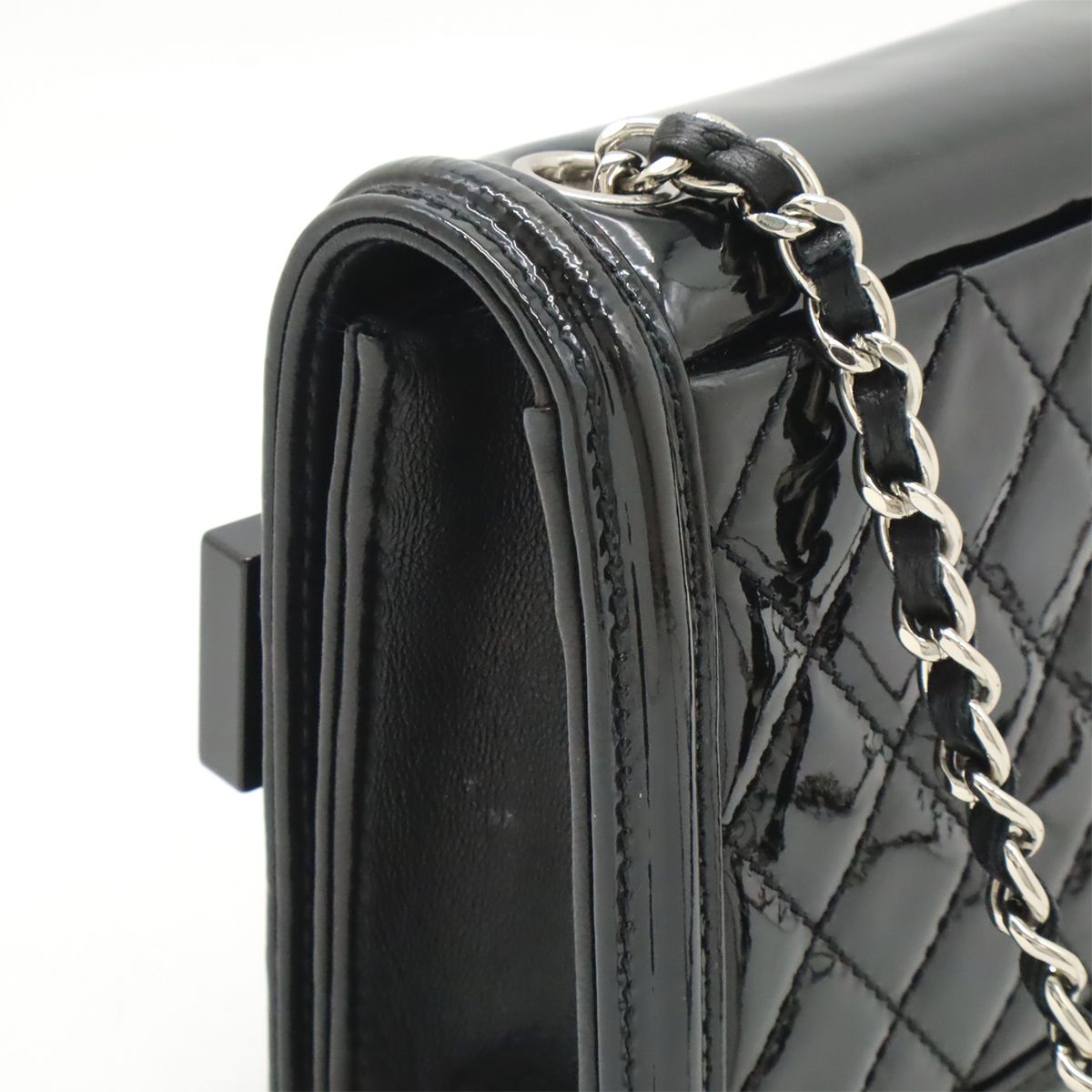 Chanel Lego Boy Plastic CC Logo Border Chain Shoulder Bag Pochette Leather — view 4